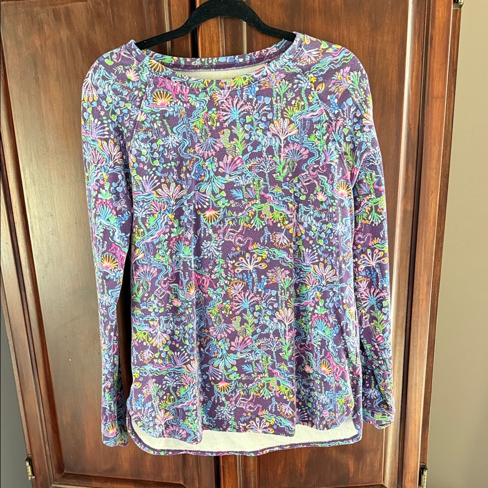 Lilly Pulitzer Purple Floral Long Sleeve Top